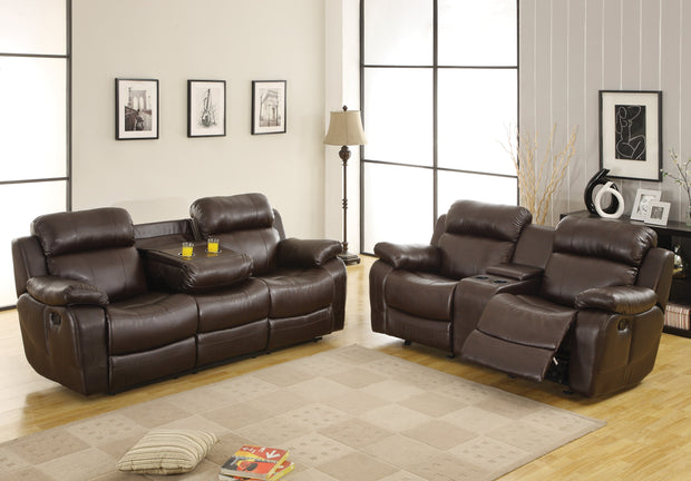 Marille Brown Bonded Leather Reclining Living Room Set