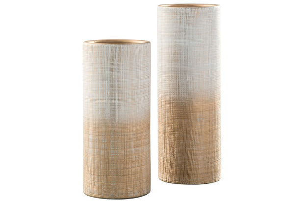 Dorotea Gold Finish/White Vase (Set of 2)