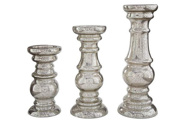 Rosario Silver Finish Candle Holder (Set of 3)