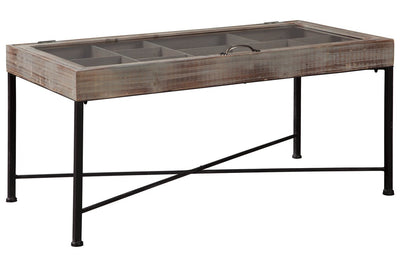 Shellmond Antique Gray/Black Coffee Table with Display Case