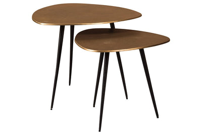 Shemleigh Black/Brass Finish Accent Table (Set of 2)