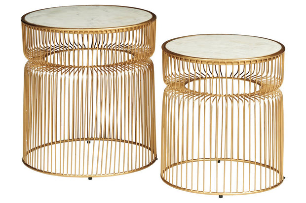 Vernway White/Gold Finish Accent Table (Set of 2)