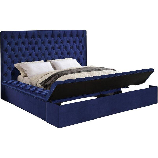 Paris Blue Velvet Queen Storage Platform Bed ***