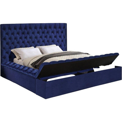 Paris Blue Velvet King Storage Platform Bed ***