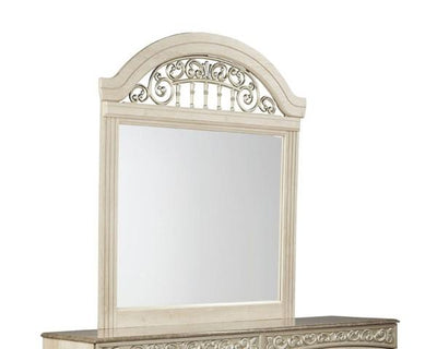 Catalina Antique White Bedroom Mirror