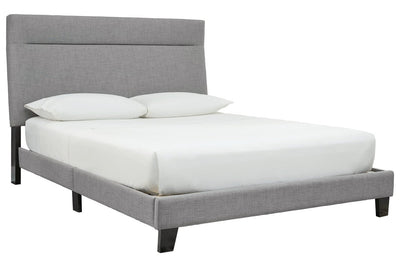 Adelloni Gray Queen Upholstered Platform Bed