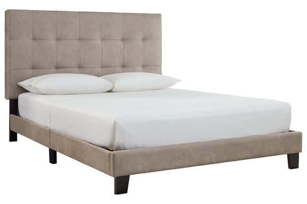 Adelloni Light Brown King Upholstered Platform Bed