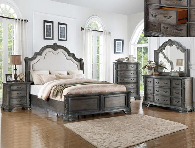 Sheffield Antique Gray King Panel Bed