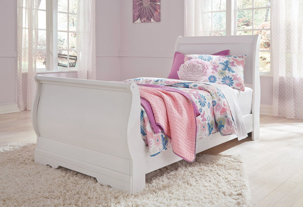 Anarasia White Twin Sleigh Bed