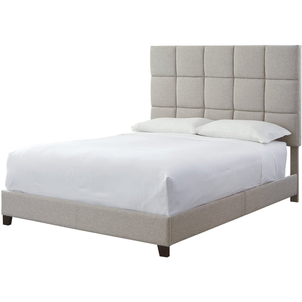 Dolante Beige Square Tufted Queen Upholstered Bed