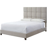 Dolante Beige Square Tufted King Upholstered Bed