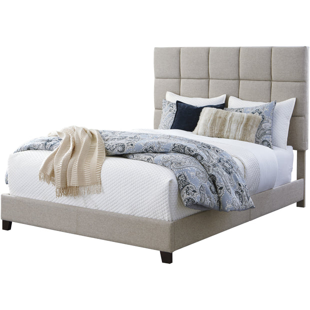 Dolante Beige Square Tufted King Upholstered Bed