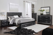 Kaydell Black LED Storage Panel Bedroom Set