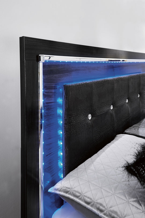 Kaydell Black LED Footboard Storage Platform Bedroom Set
