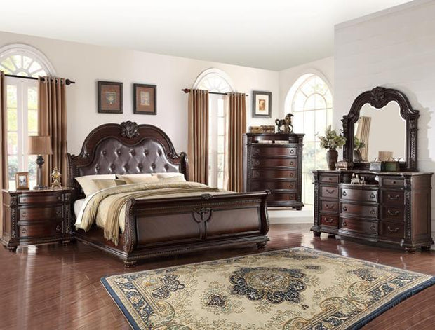 Stanley Cherry Brown King Sleigh Bed