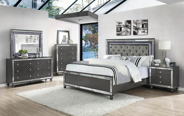 Refino Gray LED Panel Bedroom Set