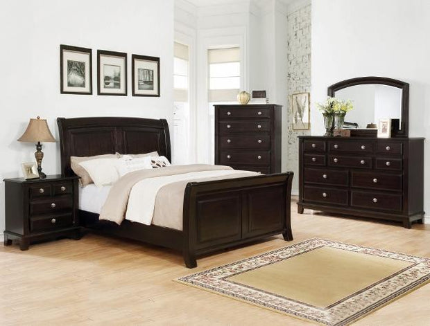 Kenton Dark Brown Sleigh Bedroom Set