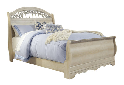 Catalina Antique White Queen Sleigh Bed