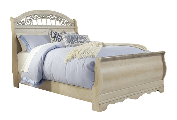 Catalina Antique White Queen Sleigh Bed