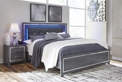Lodanna Gray King LED Panel Bed