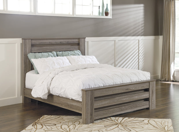 Zelen Warm Gray Queen Panel Bed