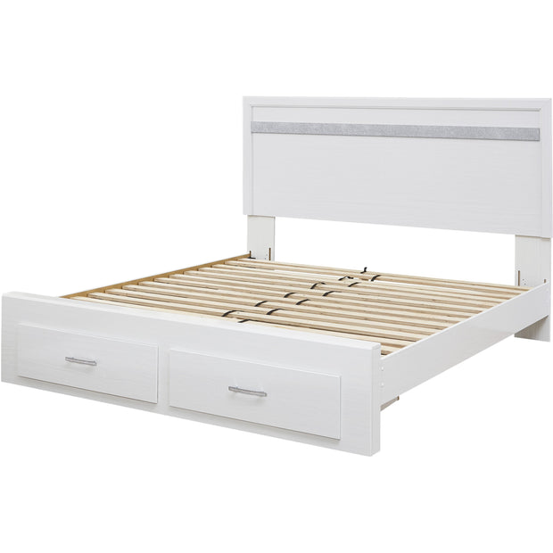 Jallory White King Footboard Storage Platform Bed