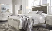 Lonnix Silver LED Upholstered Panel Bedroom Set