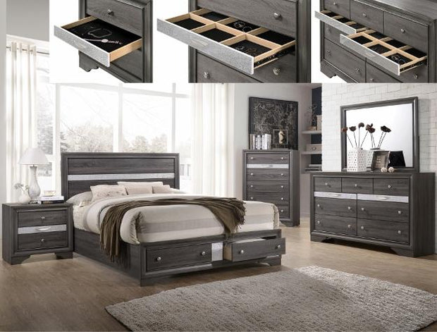 Regata Gray Storage Platform Bedroom Set