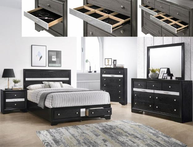 Regata Black Storage Platform Bedroom Set