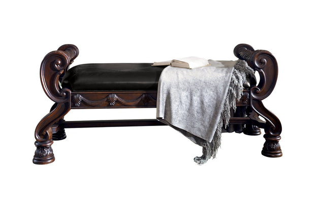 North Shore Dark Brown Upholstered Bench