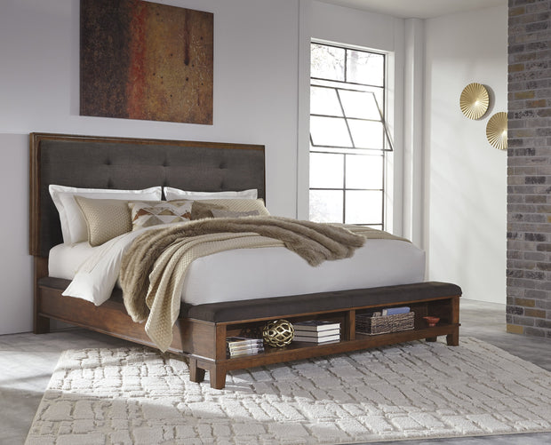 Ralene Medium Brown Queen Storage Upholstered Panel Bed