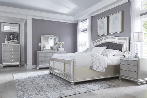 Coralayne Silver Upholstered Panel Bedroom Set