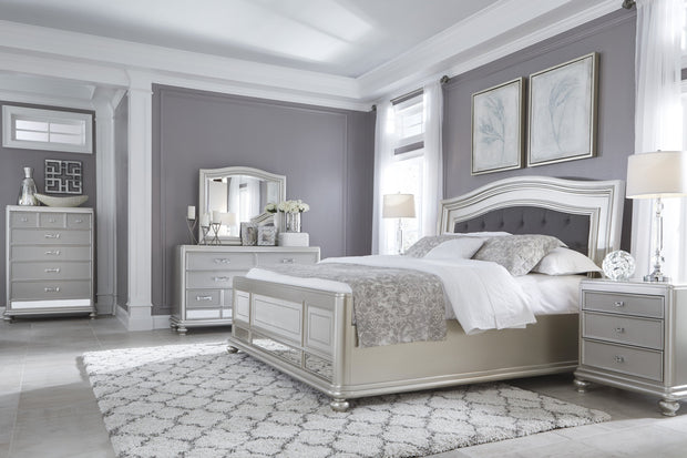 Coralayne Silver Upholstered Panel Bedroom Set