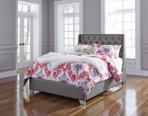 Coralayne Gray Upholstered Full Panel Bed