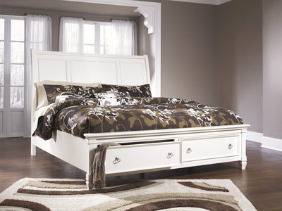 Prentice White King Footboard Storage Sleigh Bed