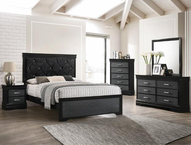 Amalia Black Panel Bedroom Set