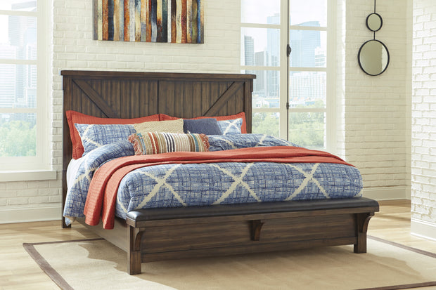 Lakeleigh Brown King Bench Panel Bed