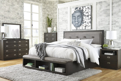 Hyndell Dark Brown/Gray Storage Panel Bedroom Set