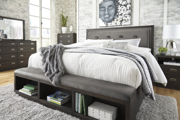 Hyndell Dark Brown/Gray Storage Panel Bedroom Set