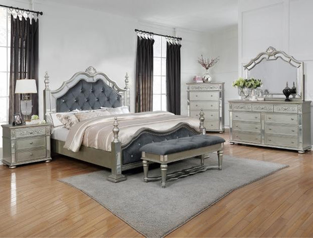 Sterling Silver Mirrored King Poster Bed