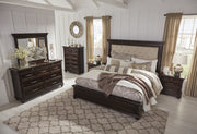 Brynhurst Dark Brown Upholstered Panel Bedroom Set