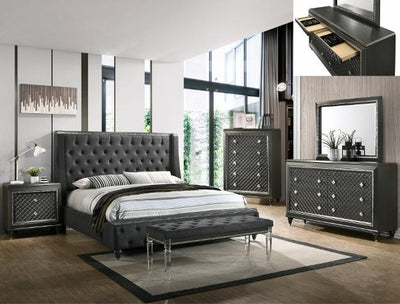Giovani Dark Gray Queen Panel Bed