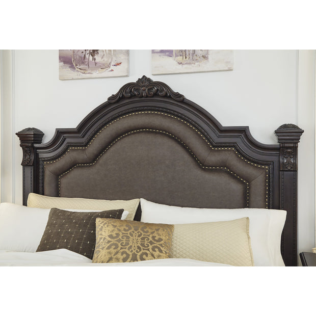 Wellsbrook Dark Brown King Upholstered Panel Bed | B806