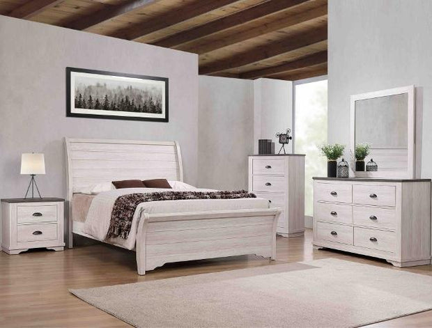 Coralee White King Sleigh Bed