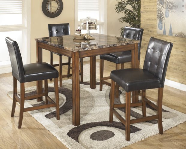 Theo Warm Brown 5-Piece Square Counter Height Set
