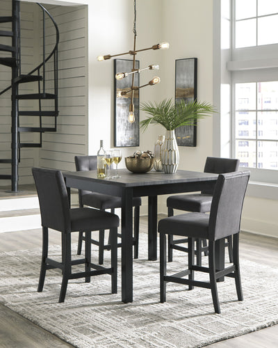 Garvine Gray/Black 5-Piece Counter Table and Bar Stools