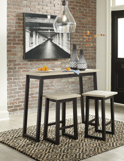 Waylowe Brown 3-Piece Counter Table and Bar Stools
