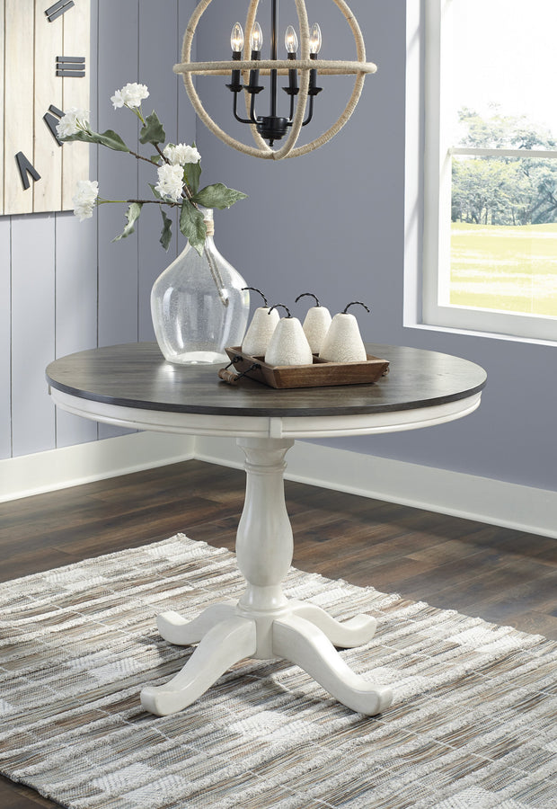 Nelling White/Dark Brown Round Dining Table