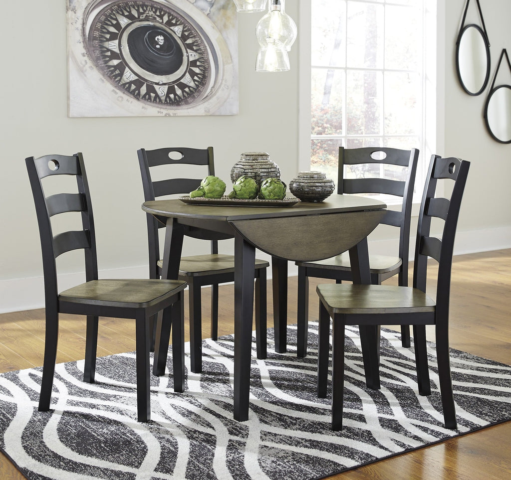 Froshburg Grayish Brown Black Drop Leaf Dinette Set