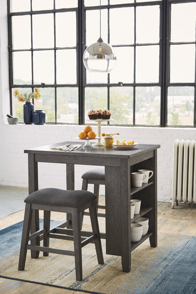 Caitbrook Gray 3-Piece Counter Table and Bar Stools